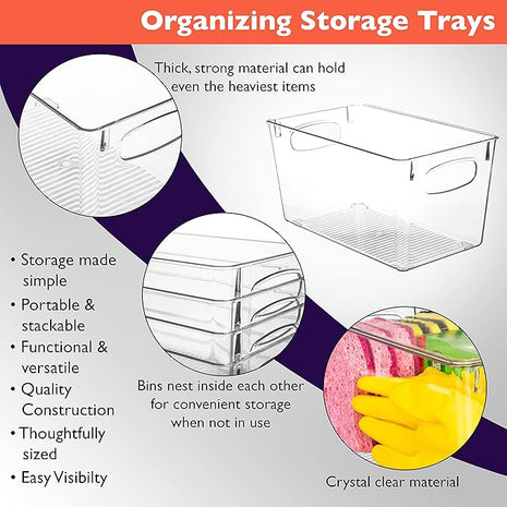 ClearSpace Clear Plastic Storage Bins – Perfect Kitchen Organization and Storage or Pantry Storage – Fridge Organizer, Pantry Organization and Clear Storage Bins, Cabinet Organizers