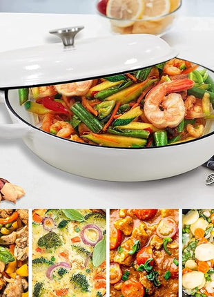 Cast Iron Dutch Oven 3.8 Quart Dutch Oven Pot with lid White Heavy Duty Dutch Oven Dual Handles Porcelain Enameled Cast Iron Skillet Family or Friends Gifts