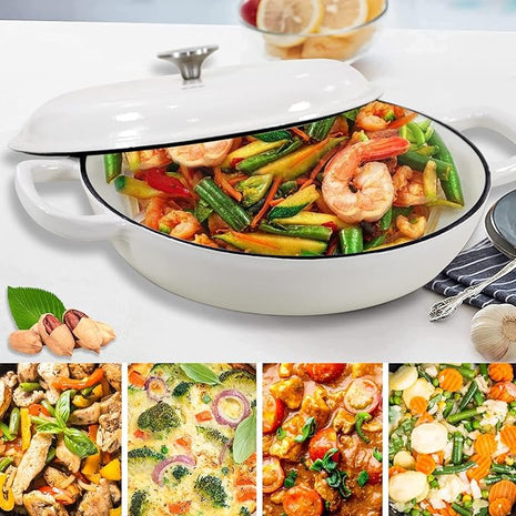 Cast Iron Dutch Oven 3.8 Quart Dutch Oven Pot with lid White Heavy Duty Dutch Oven Dual Handles Porcelain Enameled Cast Iron Skillet Family or Friends Gifts