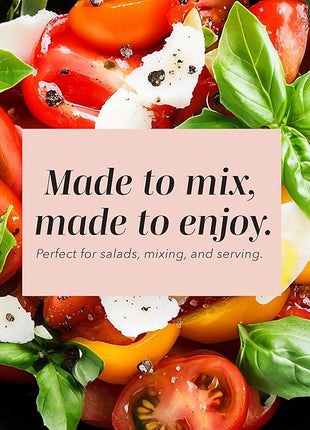 COOK WITH COLOR Mixing Bowls with Lids - 12 Piece Plastic Nesting Bowls Set includes 6 Prep Bowls and 6 Lids, Non Slip Bottom and Embossed Design - Microwave Safe (Pink)