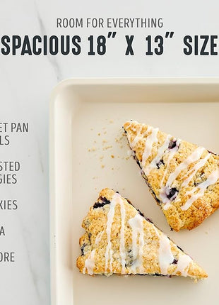 GreenLife Bakeware 18” x 13” Half Cookie Sheet Baking Pan, Non-Toxic PFAS-Free Healthy Ceramic Nonstick, Oven Safe to 450°F, Easy Release, Even Heating, Easy Clean, Black