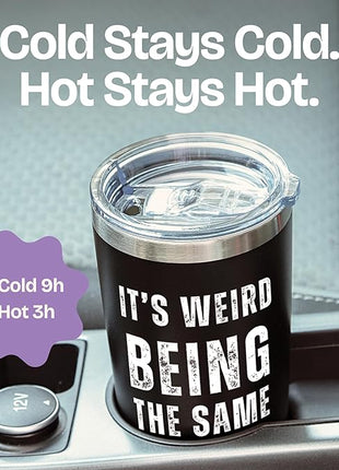 Its Weird Being the Same Age as Old People Tumbler 20oz - Funny 60 Year Old Birthday Gifts for Men - Unique Black Stainless Steel Mug for Dad Grandpa Friend - Cool Gag Gift Idea