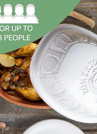 Romertopf Clay Roaster | 50 Years Anniversary Edition | Non-Stick Dutch Oven | Healthy Pot Cooking | Clay Baker | Versatile Cooking Vessel - 5.2 Quarts (5 Liters) for up to 8 people - White