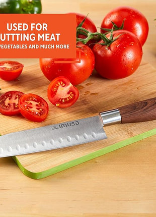 IMUSA 6in Chef WL Stainless Steel Santoku Knife with Wood Look Handle