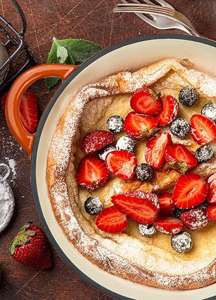 Miereirl 4.5 Quart Enameled Dutch Oven Pot with Lid, Cast Iron Dutch Oven with Dual Handles for Bread Baking, Cooking, Non-stick Enamel Coated Cookware (Orange)