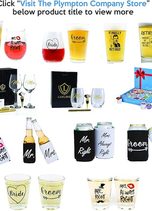 Cute Wedding Gifts - Bride and Groom Novelty Wine Glass and Beer Glass Combo - Engagement Gift for Couples