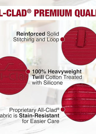 All-Clad Premium Pot Holder & Heating Pad, (1-Pack) Heat Resistant to 500 Degrees, 100% Cotton 10"x6.25" for Kitchen and Barbeque, Chili Red