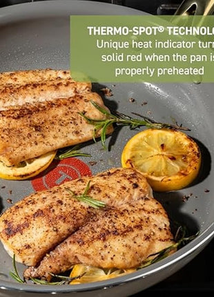 T-Fal Preserve Ceramic Nonstick Frying Pan Skillet 12-inch, Oven Broiler Safe up to 350°F Cookware, InoCeram Glide Technology, Frying Pan, Skillet Pots & Pans, Beige