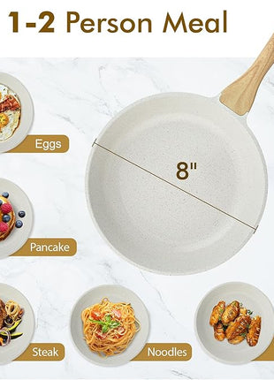 SENSARTE Nonstick Ceramic Frying Pan Skillet, 8-Inch Omelet Pan, Healthy Non Toxic Chef Pan, Induction Compatible Egg Pan with Heat Resistant Handle, PFAS-Free, White