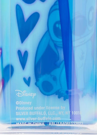 Silver Buffalo Disney Lilo and Stitch “2 Cute” Plastic Tall Cold Cup with Lid and Straw, 20 Ounces