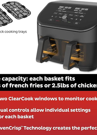 Instant Pot Vortex Plus XL 8QT ClearCook Air Fryer, Clear Windows, Custom Programming, 8-in-1 Functions that Crisps, Broils, Roasts, Dehydrates, Bakes, Reheats, from the Makers of Instant Pot, Black