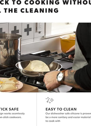 DI ORO Spatulas for Kitchen Use - Forever Warranty - 600°F Heat-Resistant Silicone - Turner Spatula Set for Cooking - BPA Free Wide Pancake Spatulas - Egg Flippers for Nonstick Cookware Safe (3pc)