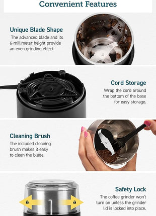 COSORI Coffee Espresso Grinder Electric, Food Grade Stainless Steel Blades, 12 Cups, Black