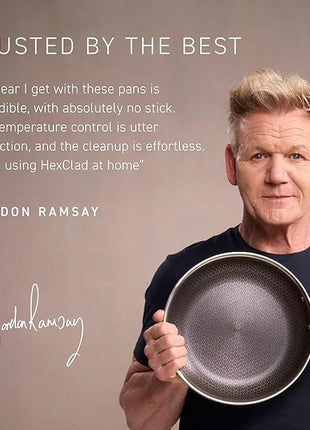 HexClad Hybrid Nonstick 8-Inch Frying Pan with Tempered Glass Lid, Stay-Cool Handle, Dishwasher-Friendly, Oven-Safe Up to 900°F, Induction Ready, Compatible with All Cooktops