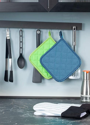 Joyhalo 6 Pack Pot Holders for Kitchen,Cotton Oven Holder with Great Heat Resistance,Non Slip Hot Pads for Kitchen Clearance,Federal Blue