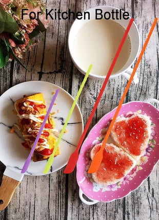 Mini Silicone Spatula Set- Small Rubber Spatula for Makeup- Thin Jar Scraper for Kitchen(4 PACK) (Mix)