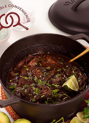 Cuisinel Cast Iron Dutch Oven - 3-Quart Deep Pot + Lid + Pan Scraper + Handle Covers - Large Pre-Seasoned Cooker for Baking Bread, Soup, Frying - Indoor/Outdoor Kitchen, Camping, Fire, BBQ Cookware