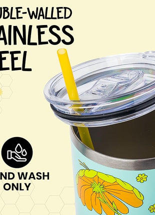 Silver Buffalo Disney Winnie the Pooh “Dreamy Days” Retro Art Stainless Steel Tumbler with Handle and Straw, Fits in Standard Cup Holder, 40 Ounces