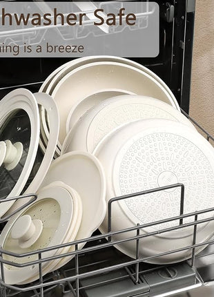 GiPP Ceramic Pots and Pans Set Non Stick, Nonstick Detachable Handle Cookware Sets, Healthy Non Toxic PFAS PFOA & PTFE Free, Dishwasher ＆Oven Safe, Induction Kitchen Pot and Pan, 15 Piece Cream