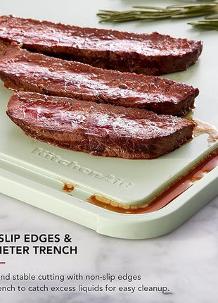 KitchenAid Classic Plastic Cutting Board with Perimeter Trench and Non Slip Edges, Dishwasher Safe, 12 inch x 18 inch, Green