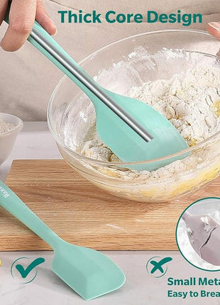 Wanbasion 5 Piece Premium Silicone Spatula Set Heat Resistant, Colorful Rubber Baking Spatula Set, Kitchen Spatula Set Dishwasher Safe for Nonstick Cookware Cooking Mixing Light Green