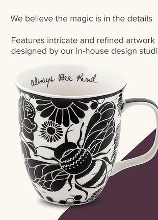 Karma Gifts 16 oz Black and White Boho Mug Bee - Cute Coffee and Tea Mug - Ceramic Coffee Mugs for Women and Men, 1 Count (Pack of 1)