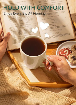 Sweese Porcelain Coffee Mugs - 16 Ounce (Top to the Rim) for Coffee, Tea, Cocoa, Set of 4, Dove Grey