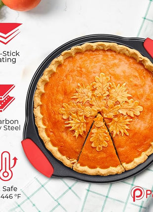 PERLLI Non-Stick 6-Piece Baking Pan Set, BPA-Free Carbon Steel Bakeware Set with Silicone Handles, Stackable Kitchen Oven Set, Cookie Sheet, Baking Tray, Baking Sheet Set, Oven Safe (446°F)