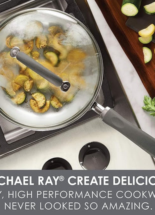 Rachael Ray Create Delicious Deep Nonstick Frying Pan / Fry Pan / Skillet with Lid - 9.5 Inch, Gray