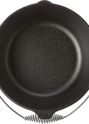 Lodge 7 Quart Pre-Seasoned Cast Iron Dutch Oven with Lid - Wire Bail Handle for Easy Transfer from Cooking Surface to Table - Use in the Oven, on the Stove, on the Grill or over the Campfire - Black