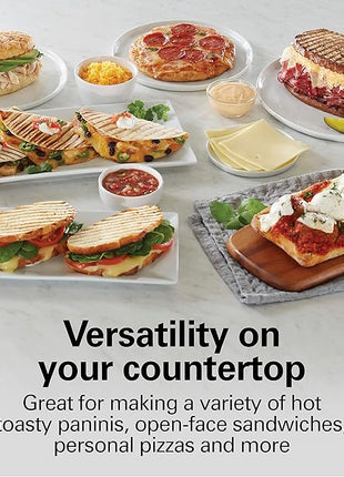 Hamilton Beach Panini Press Sandwich Maker & Electric Indoor Grill with Locking Lid, Opens Wide to Fit Any Thickness for Quesadillas, Burgers & More, Nonstick 8" x 10" Grids, Red (25462Z)