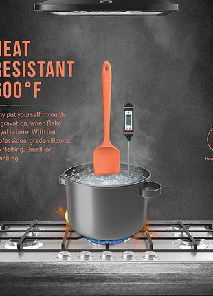 Silicone Spatula Set - 4-Piece Rubber Spatulas Silicone Heat Resistant 600°F for Everyday Task - Seamless Design Kitchen Spatulas for Nonstick Cookware - Orange