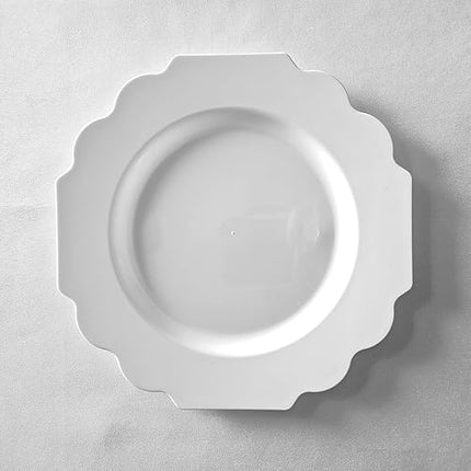 " OCCASIONS " 80 Plates Pack,(40 Guests) Heavyweight Wedding Party Disposable Plastic Plates Set -40 x 10.5'' Dinner + 40 x 8'' Salad/Dessert Plate (Imperial White)