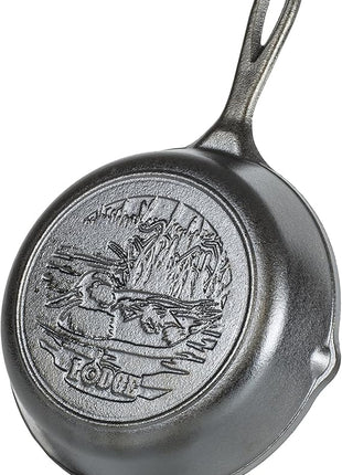Lodge Wildlife Series-8" Cast Iron Skillet with Duck Scene, 8", Black