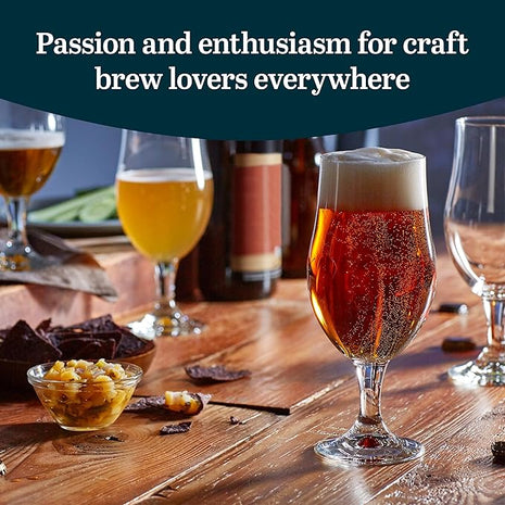 Libbey Craft Brews Nucleated Belgian Beer Glasses, 16.5-ounce, Set of 4