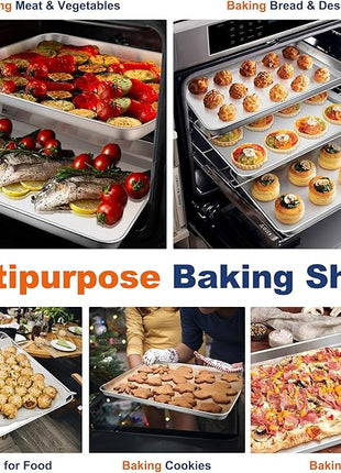 P&P CHEF 16 Inch Baking Cookie Sheet, Oven Pan Tray Stainless Steel Sheet Pan for Kitchen, Oven Bakeware for Multi Uses, Shiny Look & Dishwasher Safe, Healthy & Heavy Duty, 1Pc