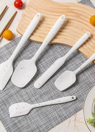 Silicone Spatula Set, 5 Piece Food Grade Rubber Spatulas for Baking, Cooking, and Mixing High Heat Resistant Non Stick Dishwasher Safe BPA-Free (Candy Color)
