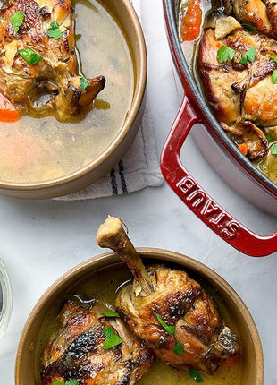 STAUB Cast Iron Round Cocotte, Dutch Oven, 2.75-quart, serves 2-3, Made in France, Cherry