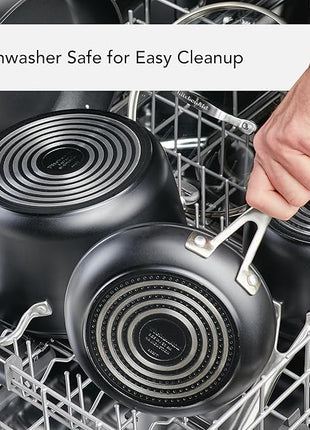 KitchenAid Hard Anodized Induction Nonstick Frying Pan Set With Tempered Lids, 4-Piece - 10 & 12 Inch – Durable, Even Heating, Oven Safe to 500°F, Dishwasher Safe, Easy-Clean