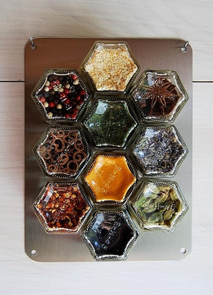 Gneiss Spice Stainless Finish Wall Plate Base for Magnetic Spice Jars, Small 6x8 Inches (Jars Not Included)
