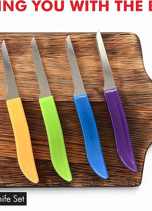 Chef Craft Select Paring Knife Set, 2.5 inch blade 6 inch in length 4 piece set, Assorted