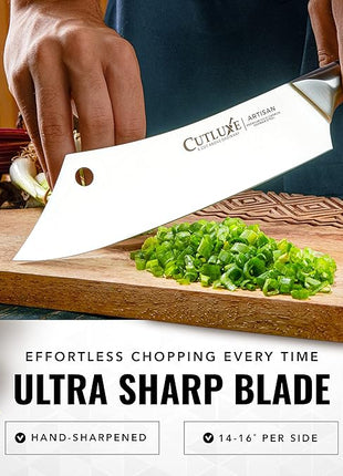 Cutluxe Cleaver Chef Knife – 8" Meat Cleaver Butcher Knife – German Steel Blade, Full Tang, Ergonomic Handle Design – Artisan Series