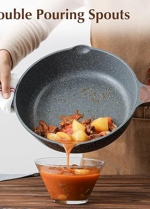 SENSARTE Nonstick Deep Frying Pan Skillet, 11-inch Saute Pan with Lid, Stay-cool Handle, Chef Pan Healthy Stone Cookware Cooking Pan, Induction Compatible