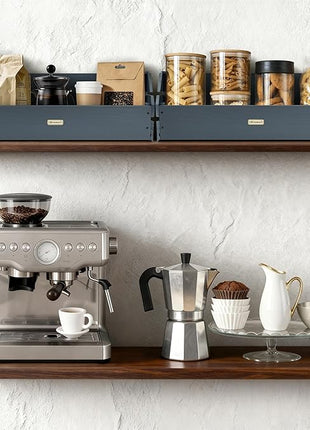 HABAU Wood Potato Onion Storage Bins - Wooden Stackable Produce Basket - Fruit Vegetable Storage for Kitchen Pantry Organization, Set 2 Pieces