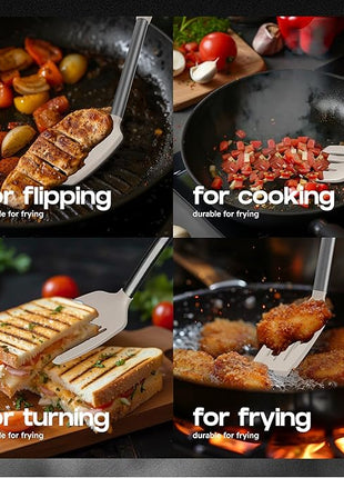 Silicone Spatula Set - Turner Spatulas Silicone Heat Resistant 600°F - Slotted & Solid Spatula for Cooking Fish, Eggs, Pancakes Flipper – Spatulas for kitchen use – Mist