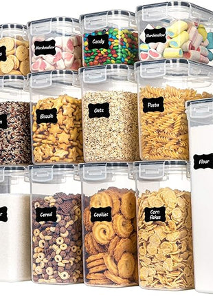 CHEFSTORY Airtight Food Storage Containers Set, 14 PCS Kitchen Storage Containers with Lids for Flour, Sugar and Cereal, Plastic Dry Food Canisters for Pantry Organization and Storage