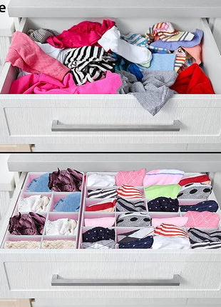 Simple Houseware 4-Pack Drawer Organizer Set - Closet Dividers for Underwear, Socks, Bras, Scarves, Ties - Foldable Non-Woven Storage Boxes, Pink