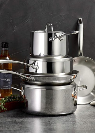 Tramontina Signature Tri-Ply Clad Stainless Steel 8-Piece Cookware Set with Lids, Pots and Pans Kitchen Set, Induction-Ready, Dishwasher-Safe, NSF-Certified, Made in Brazil