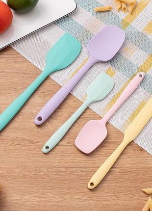 Silicone Spatula Set, 5 Piece Food Grade Rubber Spatulas for Baking, Cooking, and Mixing High Heat Resistant Non Stick Dishwasher Safe BPA-Free (Multicolor 3)