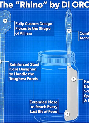 DI ORO Silicone Jar Spatulas for Scraping - Rubber Spatulas Silicone Heat Resistant - Kitchen Spatulas Nonstick Cookware Safe - Silicone Utensil Set for Blenders, Mixing, Baking, & Makeup (5pc, Stone)